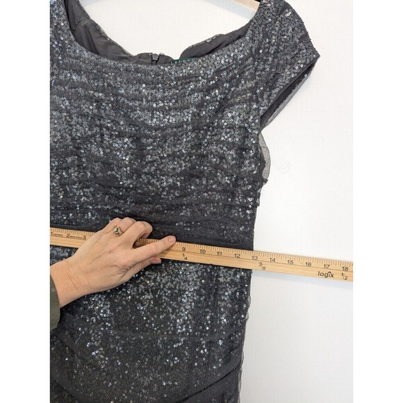 Lauren Ralph Lauren Gray Sequin Mesh Dress Size 6 - Picture 13 of 13